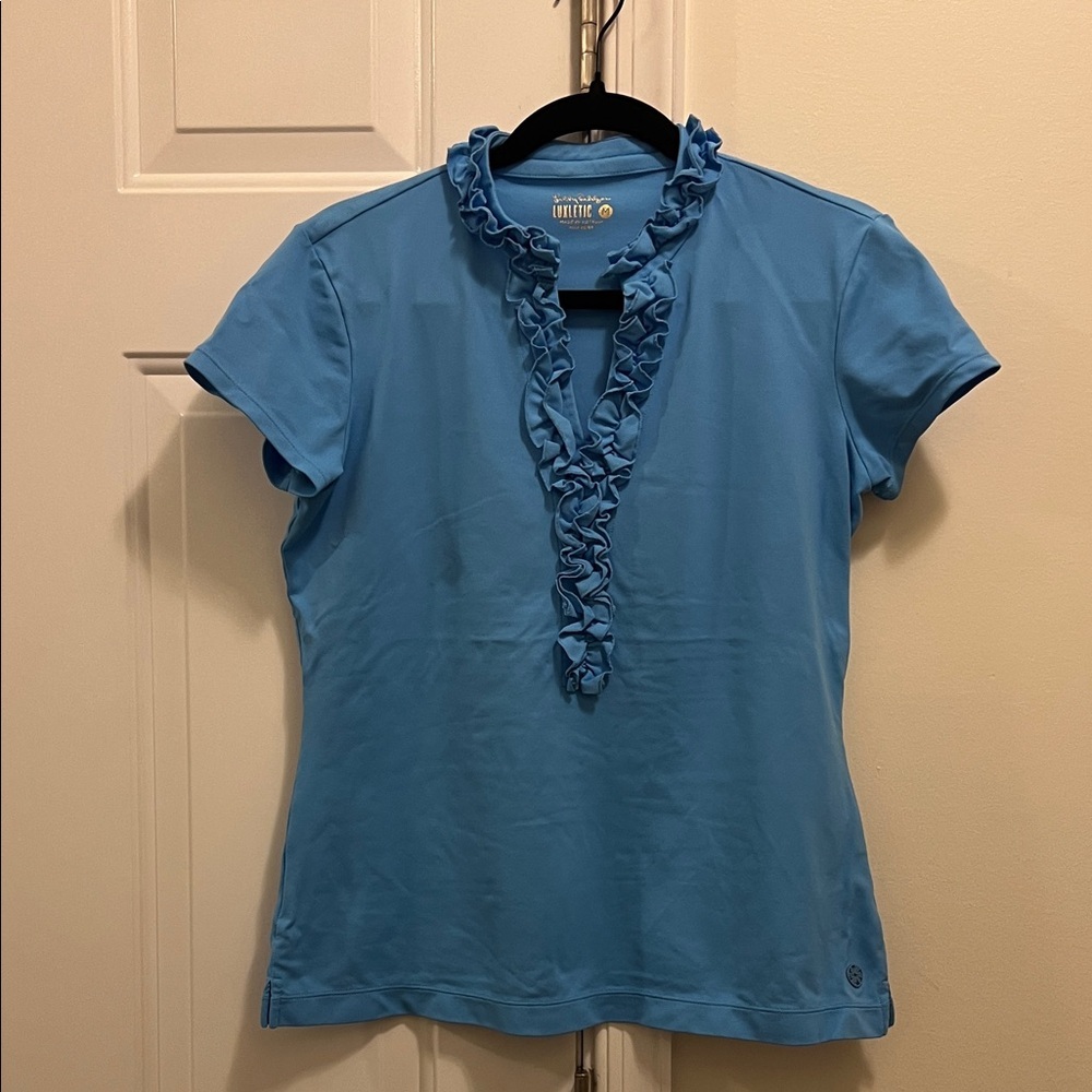 LILLY PULITZER size M Frida Ruffled Polo Top
